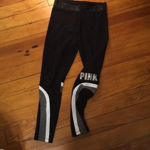 Victoria’s Secret pink, sequin black leggings